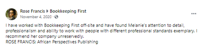 Facebook testimonial